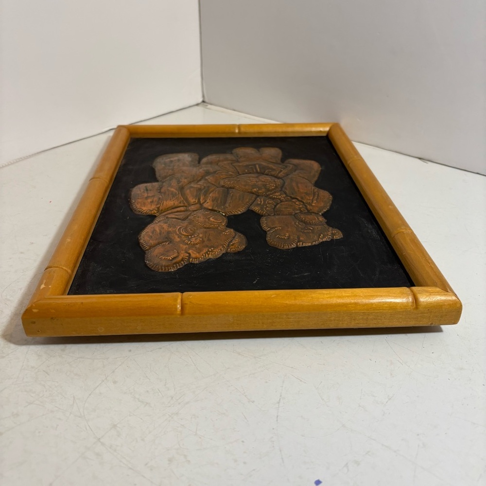 Vintage copper bear family wooden framed picture wall art Hyland gallery - Picture 6 of 13